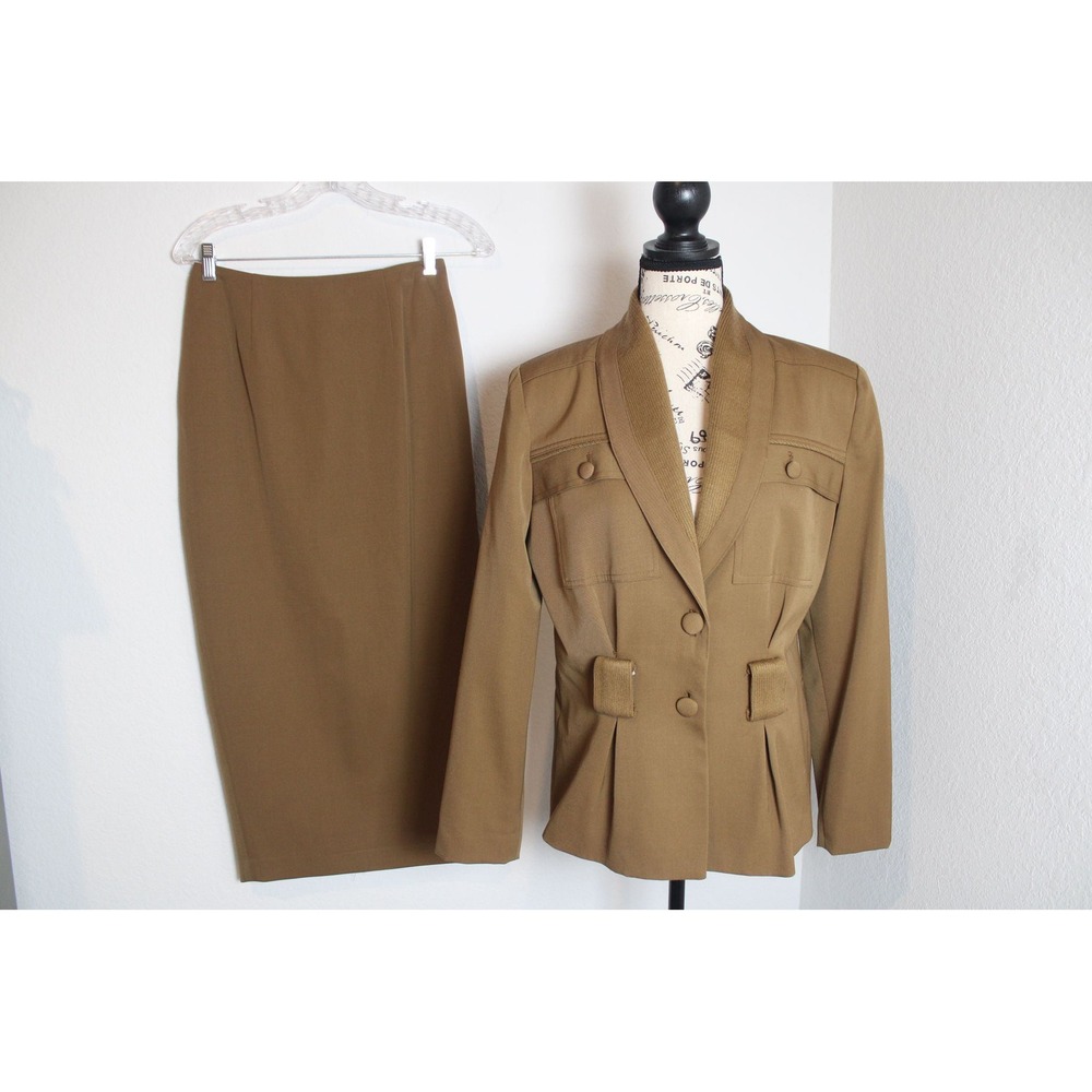 VTG Jenna Skirt Suit Set Career Business Blazer Pencil Skirt 4 100%‎ wool